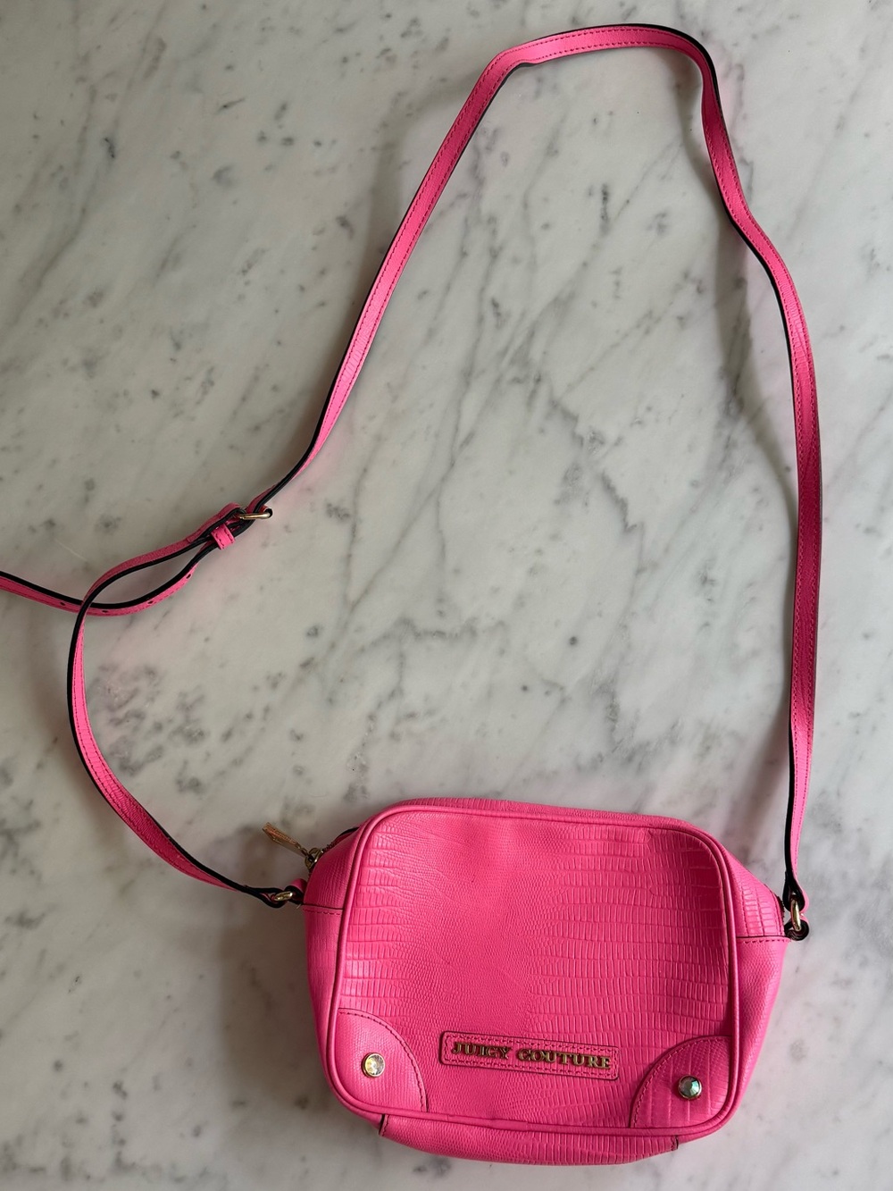 Juicy Couture Vintage Neon Pink F Crossbody Bag